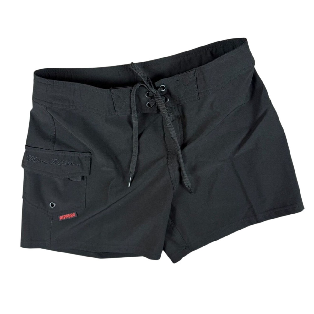 NWT Maui Rippers 5" Classic Black Stretch Swim Womens Boardshorts Size 4